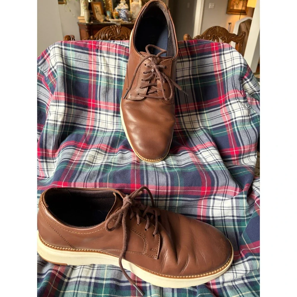 Cole Haan Grand 360 Mens Brown Leather Plain Toe Oxford Shoes C34853 Size 10.5 M